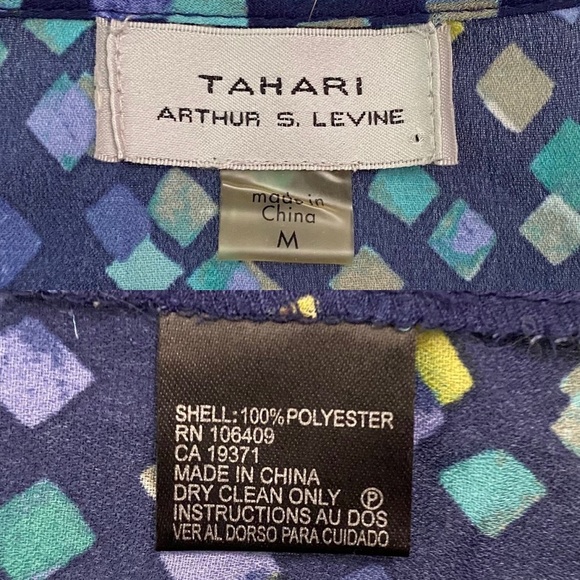 Tahari Arthur S Levine Abstract Geometric Print Blue Green Sleeveless Blouse M - Picture 3 of 16